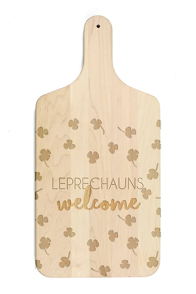 17" Leprechauns Welcome Maple Paddle Cutting Board