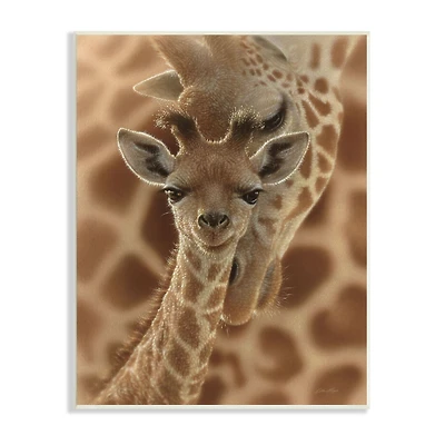 Stupell Industries Baby Giraffe with Mother Patterned Safari Animal Hug Wall Plaque