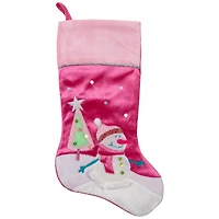 20.5" Embroidered Ice Skating Snowman & Christmas Tree Stocking