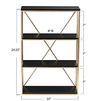 Hello Honey® 24" Wood & Gold Rectangle Wall Shelf