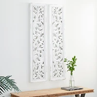 50" White Wood Traditional Abstract Wall Decor, 2ct.