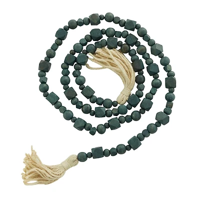 80" Geometric Wood Bead Garland with Tassels