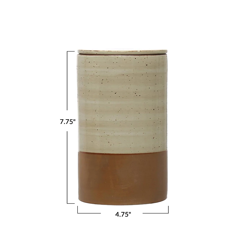Hello Honey® Natural Brown Stoneware 2-Tone Canister with Lid