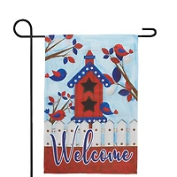 18" Patriotic Birdhouse Welcome Garden Flag