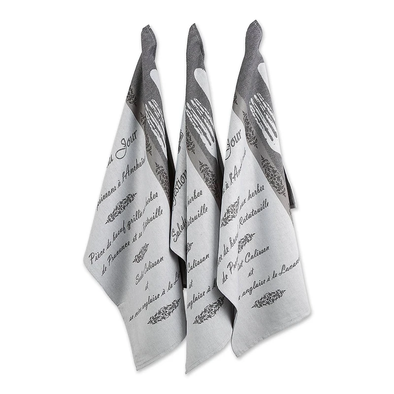 DII® French Menu Jacquard Dishtowel (Set of 3)