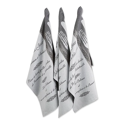 DII® French Menu Jacquard Dishtowel (Set of 3)