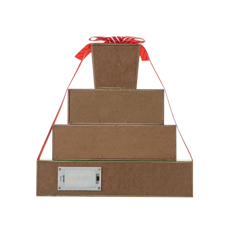 Glitzhome® 12" Lighted Wooden Christmas Gift Block Table Décor