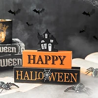 Glitzhome® 9.5" Happy Halloween Haunted House Block Sign