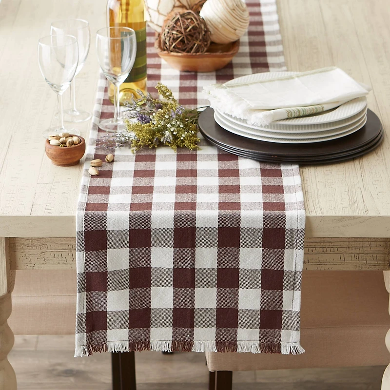DII® 108" Heavyweight Check Fringed Table Runner