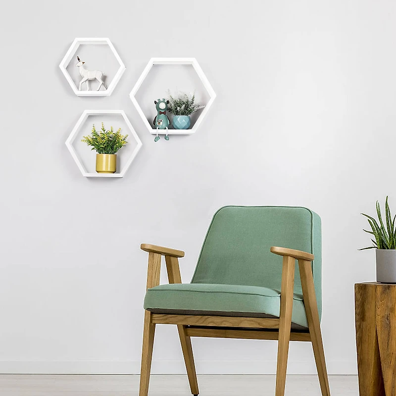 NEX™ Wall-Mounted Hexagon Floating Shelves Set
