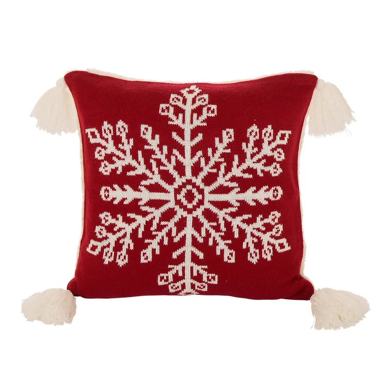 Glitzhome® Knitted Snowflake Red Pillow Covers, 2ct.