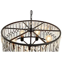 Black Iron Glam Drum Chandelier, 13" x 24" x 24"