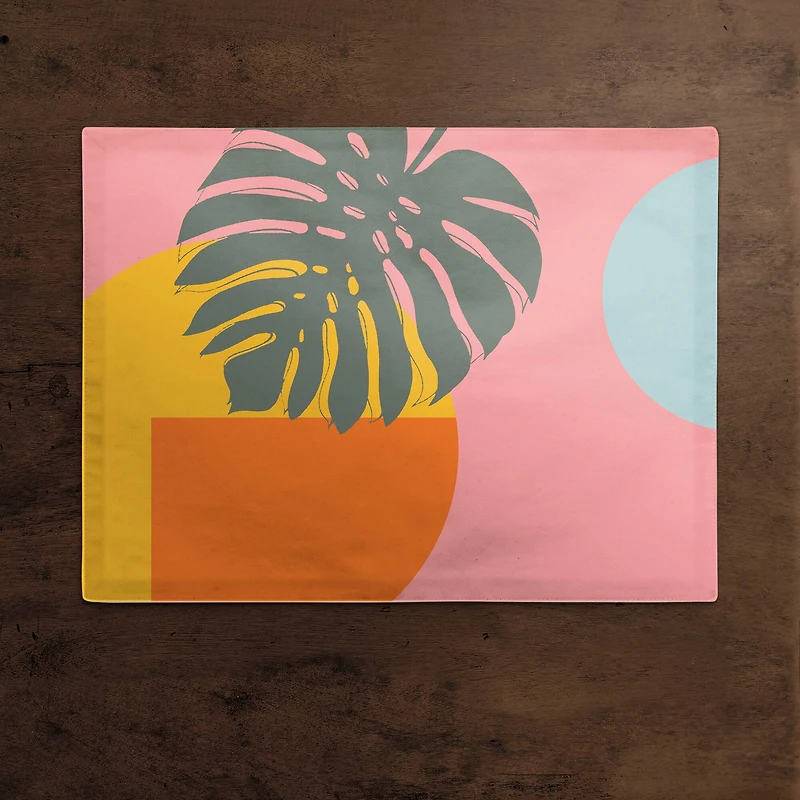 Geometric Leaf And Sun 18" x 14" Cotton Twill Placemat