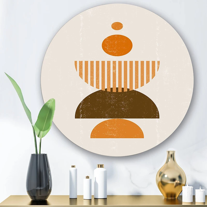 Designart - Abstract Minimal Sun and Moon In Earth Tones I