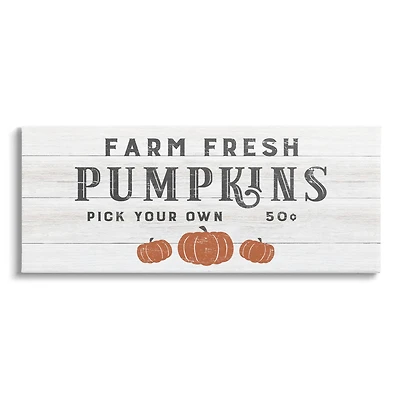 Stupell Industries Farm Fresh Pumpkins Country Sign Canvas Wall Art