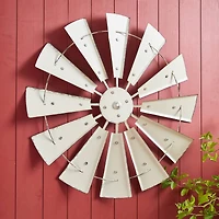 Glitzhome® 28.5" Beige Metal Wind Spinner Wall Décor