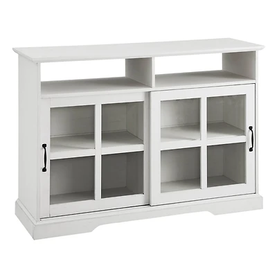 Walker Edison 48" Brushed White Sliding Glass Door Sideboard