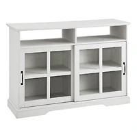 Walker Edison 48" Brushed White Sliding Glass Door Sideboard