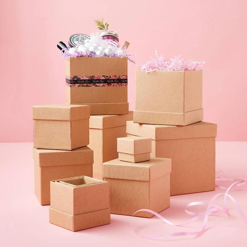 Kraft Square Boxes by Celebrate It™