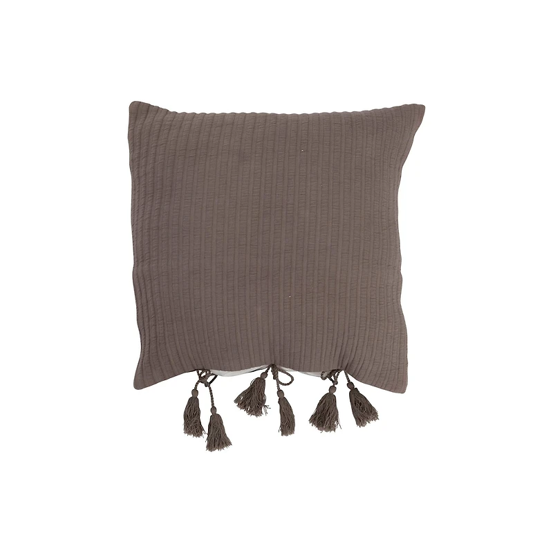 Hello Honey® Gray Woven Cotton Pillow with Tassel Ties