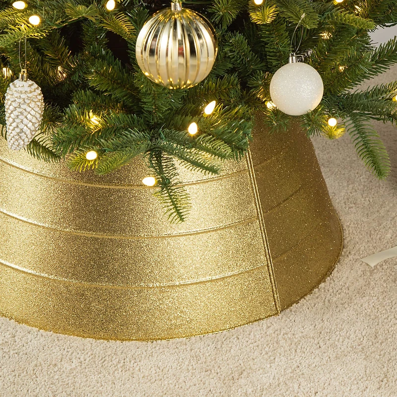 Glitzhome® 2ft. Gold Glitter Metal Tree Collar