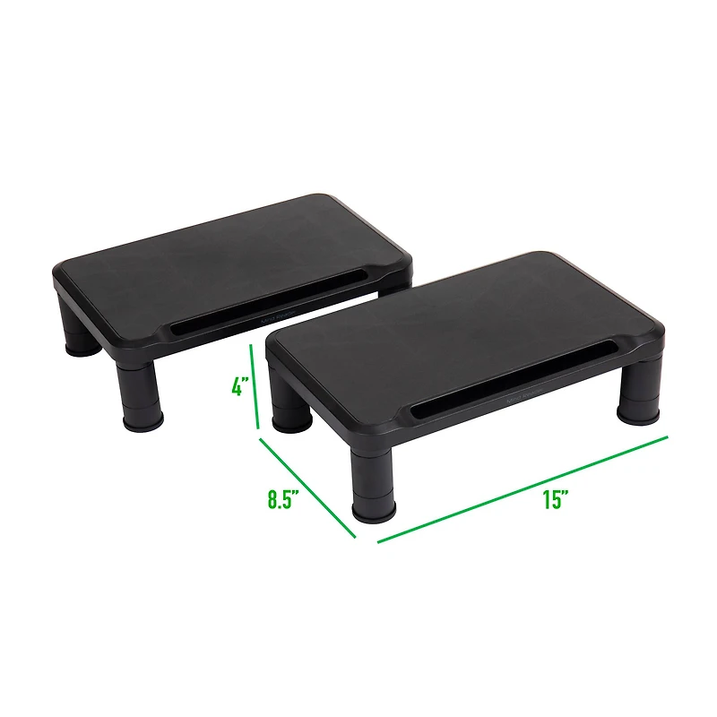 Mind Reader Black Small Plastic Monitor Riser Stand Set