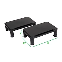 Mind Reader Black Small Plastic Monitor Riser Stand Set