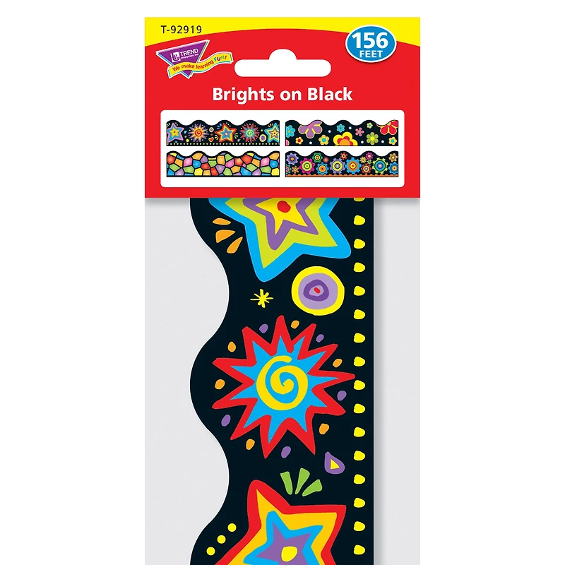 Trend Enterprises® Terrific Trimmers® Brights on Black Border Variety Pack, 312ft.