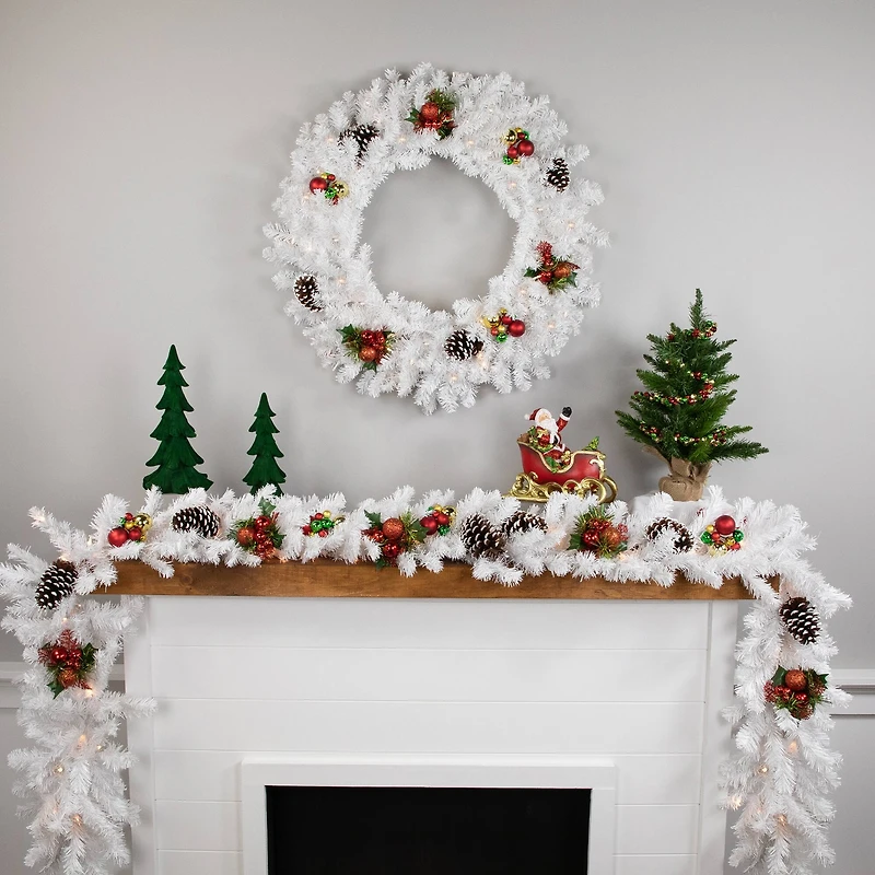 9ft. Clear Lighted Snow White Garland