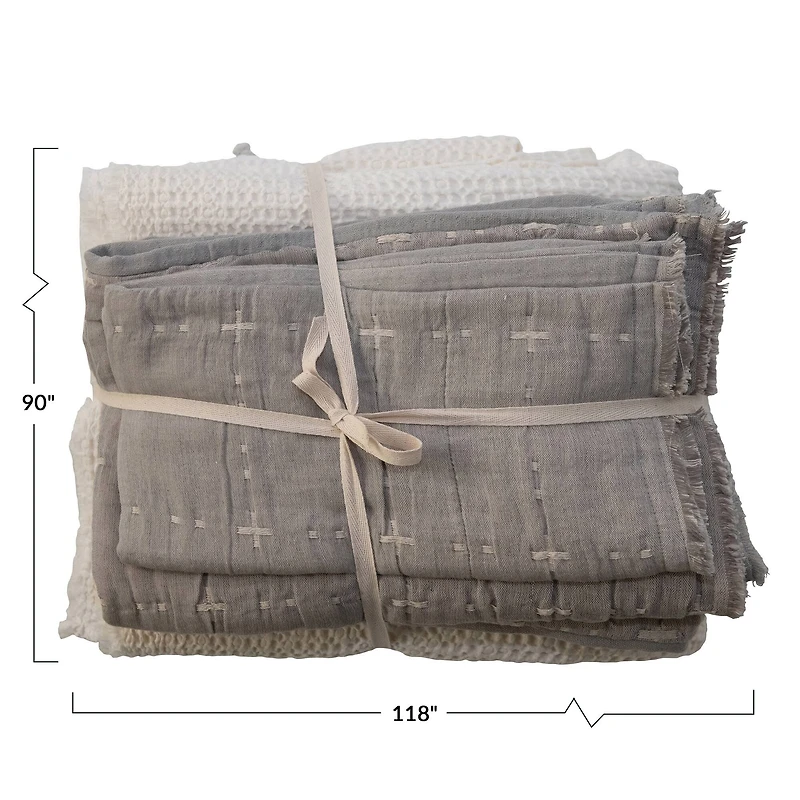 Hello Honey® King White & Gray Cotton Waffle Weave Bed Cover & Shams Set