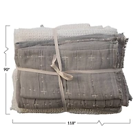 Hello Honey® King White & Gray Cotton Waffle Weave Bed Cover & Shams Set