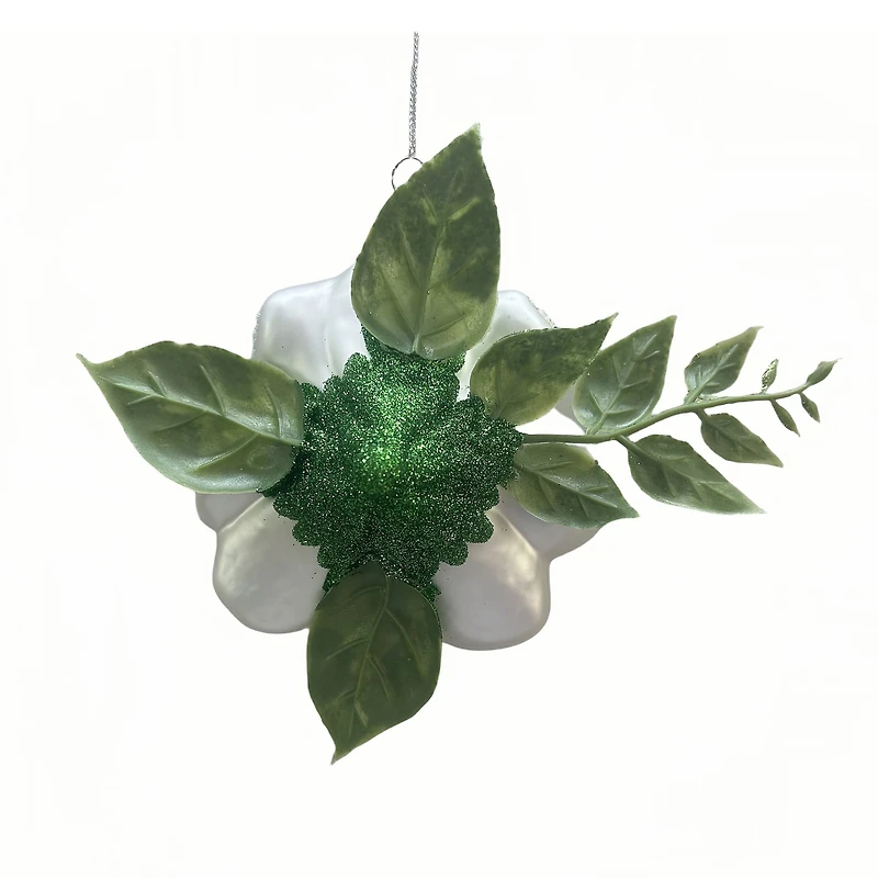 6.25" White Camellia Flower Glass Ornament by Ashland®