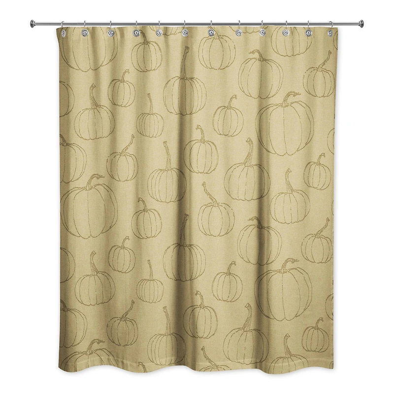 Mustard Yellow Pumpkin Shower Curtain