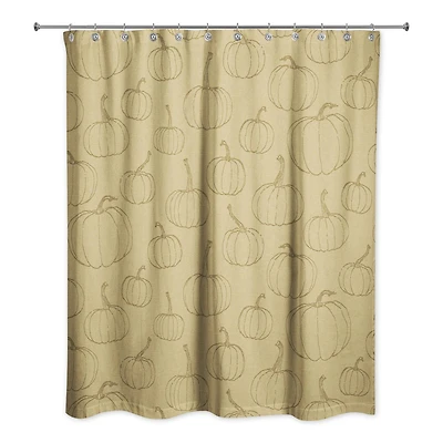 Mustard Yellow Pumpkin Shower Curtain
