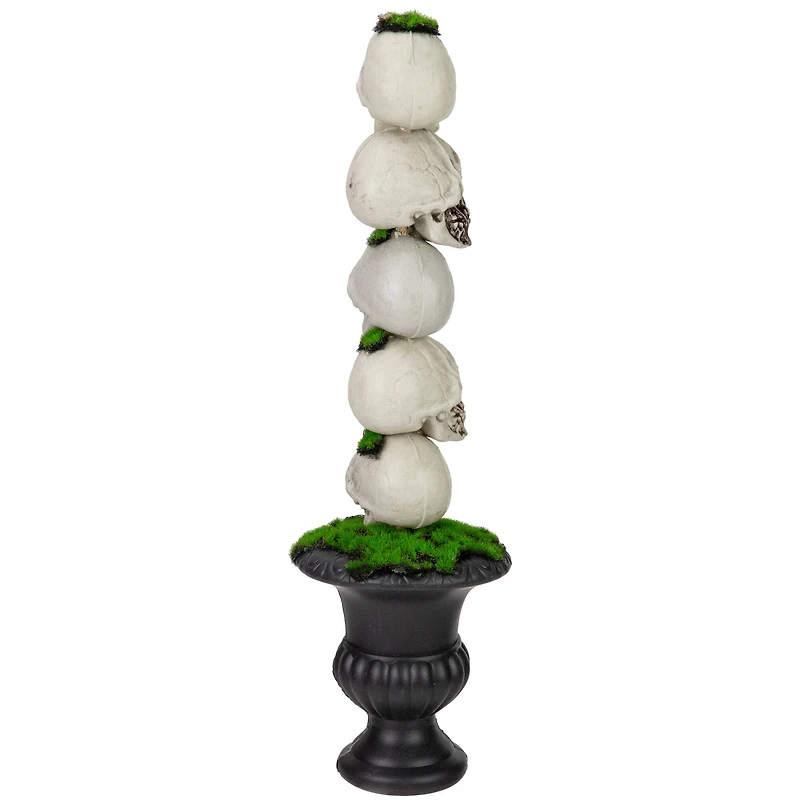 16" Skull Tower Topiary in Urn Halloween Decoration