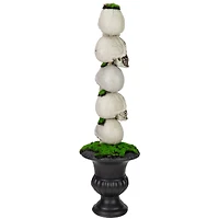 16" Skull Tower Topiary in Urn Halloween Decoration