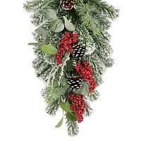 24" Snowy Pine with Red Berry & Pinecone Teardrop by Ashland®