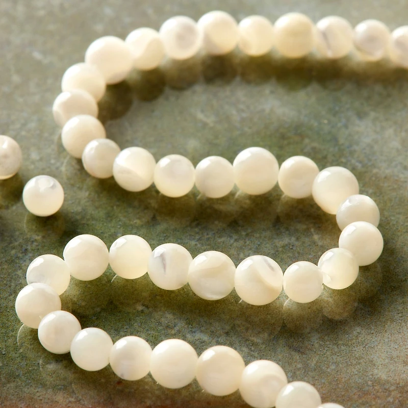 12 Pack:  White Mother of Pearl Round Beads, 4mm by Bead Landing™