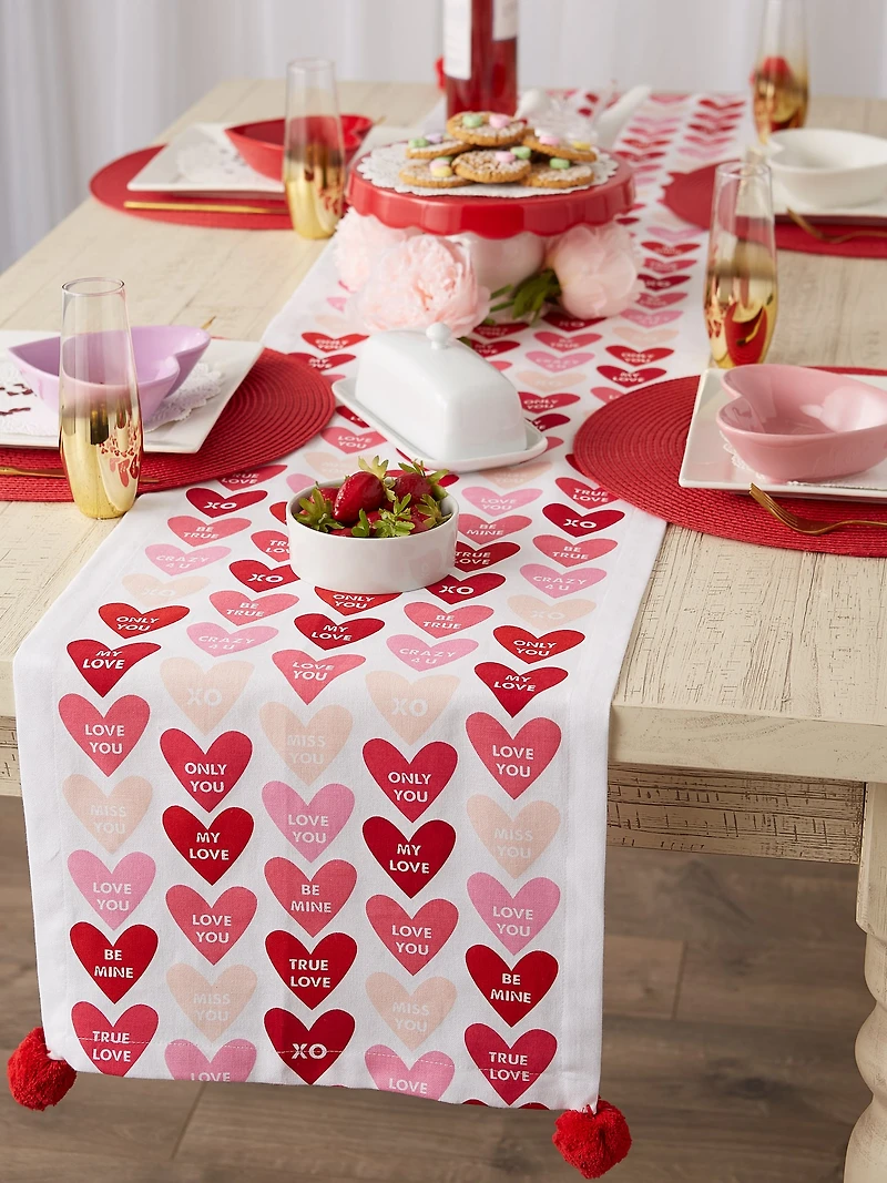 DII® 72" Conversation Hearts Print Table Runner