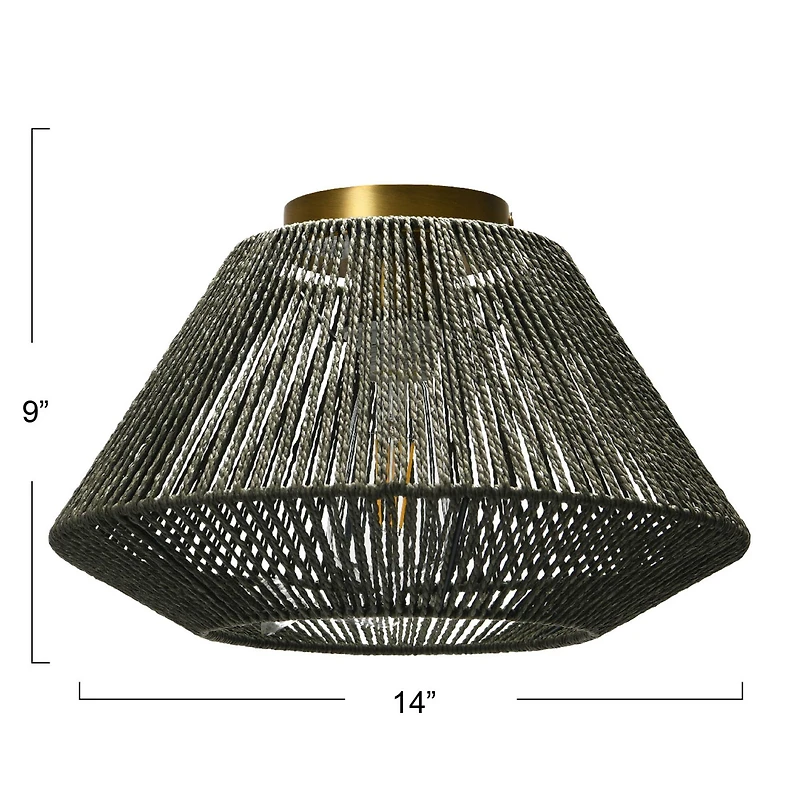 Hello Honey® 14" Gray Flush Mount Ceiling Light with Woven Paper Rope Shade