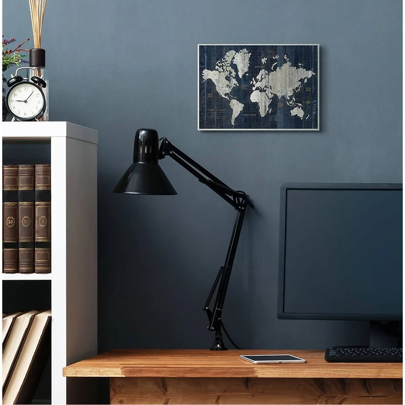 Stupell Industries Distressed Antique World Map Rustic Aesthetic Wood Wall Plaque