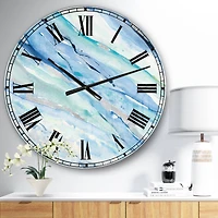 Designart Blue Silver Spring I Wall Clock