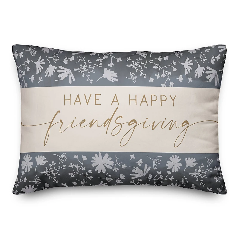 Happy Friendsgiving Blue Throw Pillow