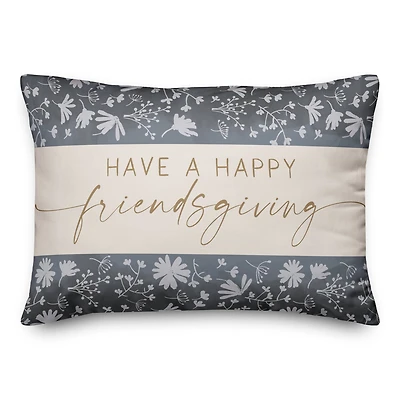 Happy Friendsgiving Blue Throw Pillow