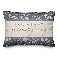 Happy Friendsgiving Blue Throw Pillow