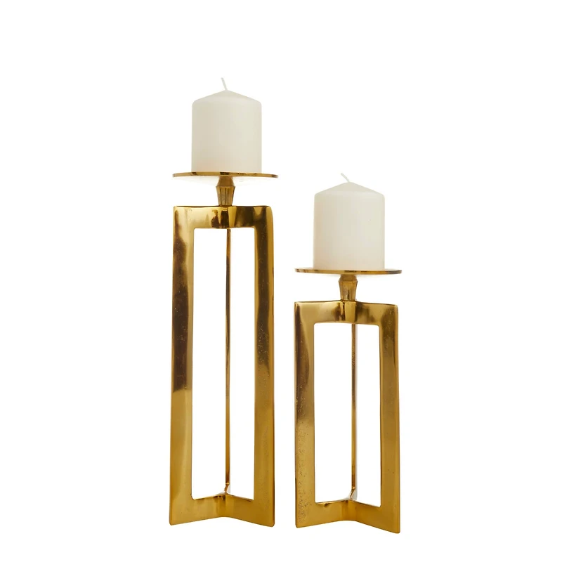 CosmoLiving by Cosmopolitan Gold Contemporary Candle Holder Set