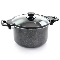 Oster Clairborne 3-Piece Charcoal Gray Aluminum Nonstick Pasta Pot with Lid