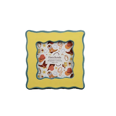 Flora Bunda® 4" x 4" Two Tone Yellow Wavy Ceramic Frame
