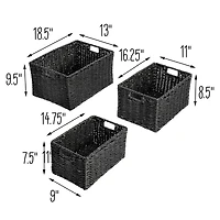 Honey Can Do Black Nesting Rectangle Maize Baskets, 3ct.