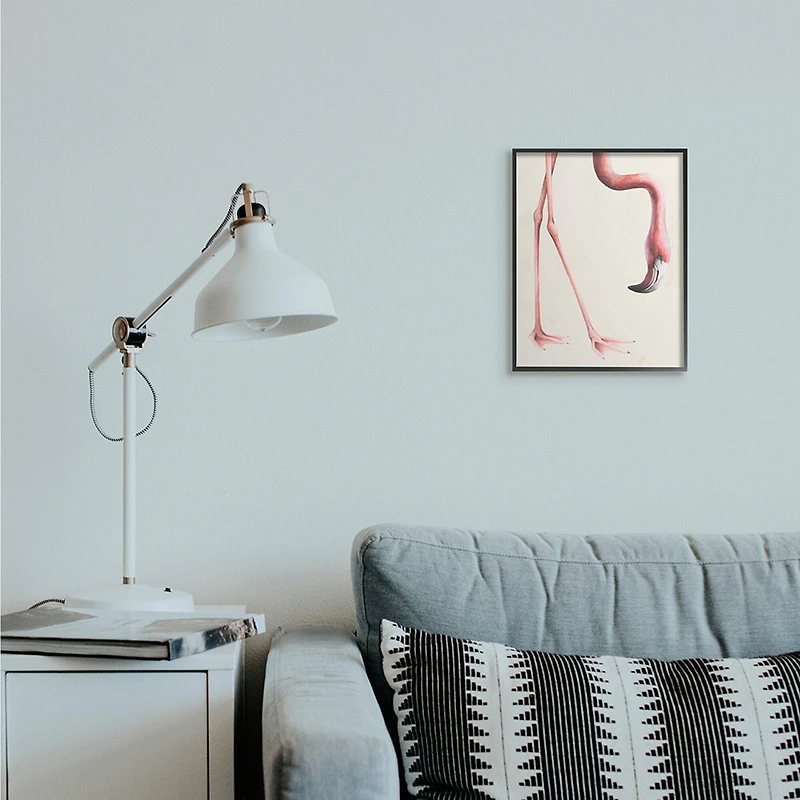 Stupell Industries Pink Flamingo Bending Feet Beak Detail Framed Wall Art